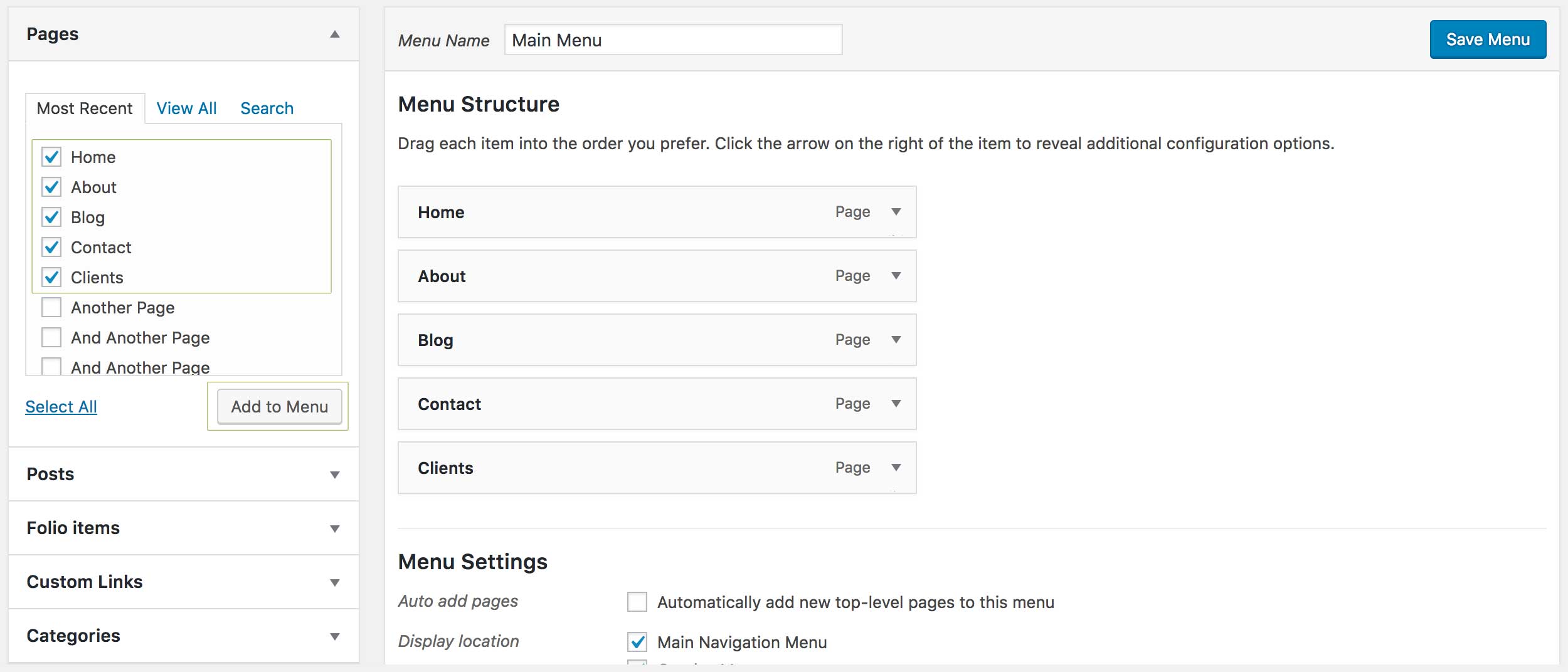 Add Menu Items