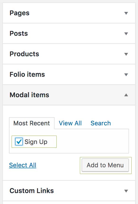 Add Modal Item