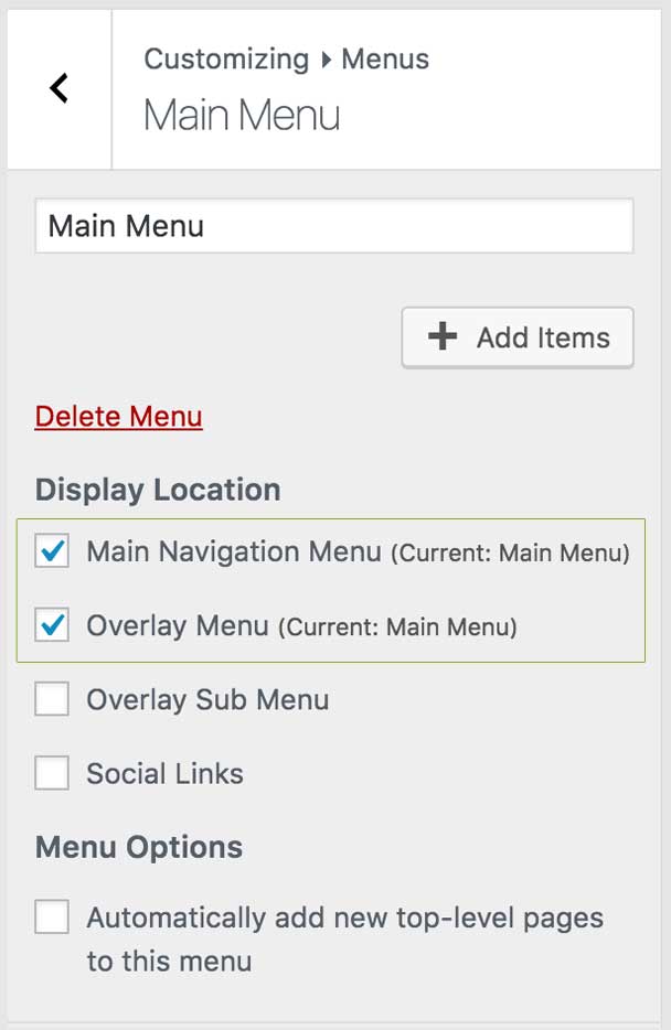 Name Custom Menu