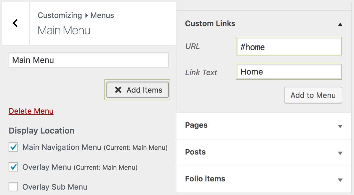 Create Onepage Menu
