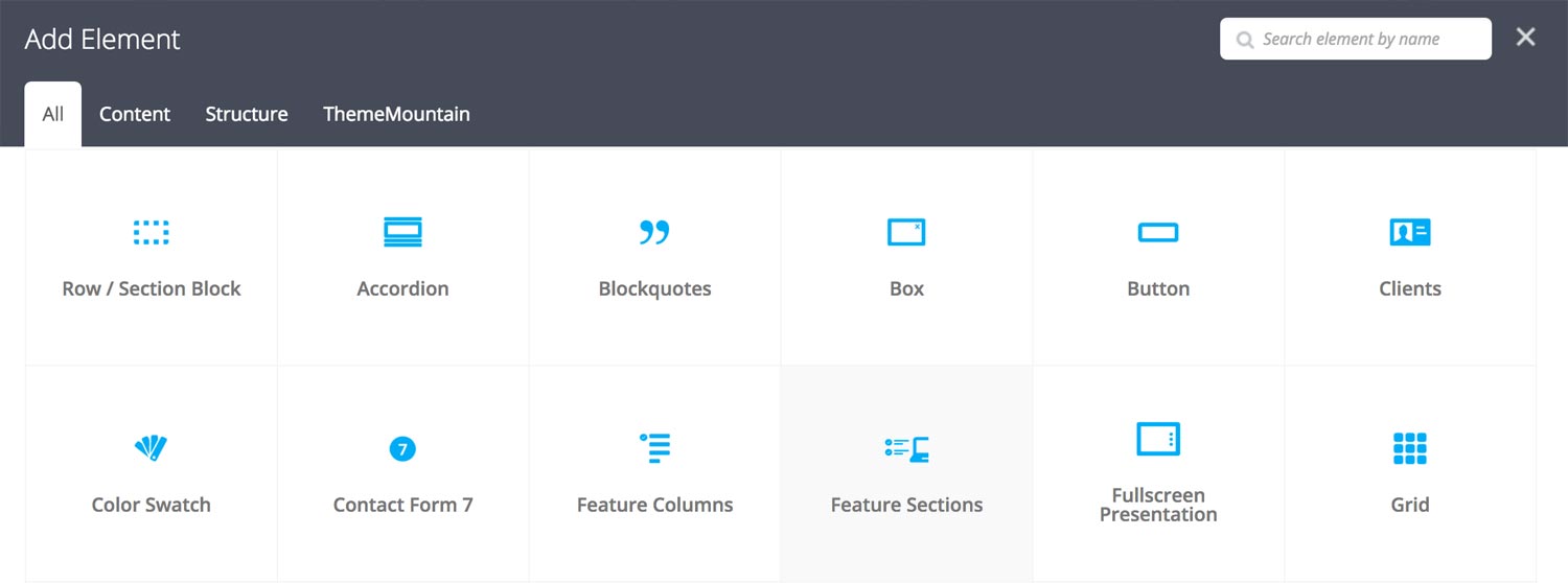 Feature Sections Settings
