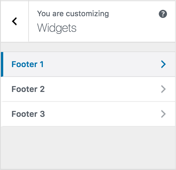 Footer widgets areas