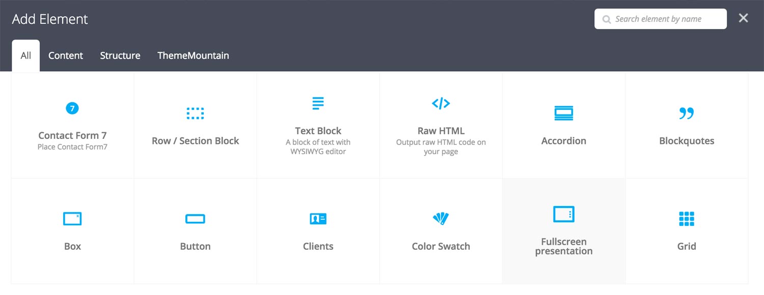 Fullscreen Section Settings