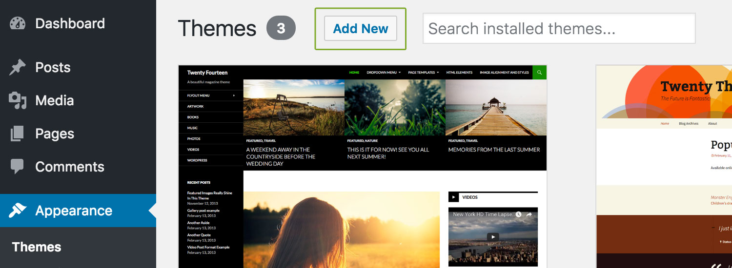 Install WordPress Theme