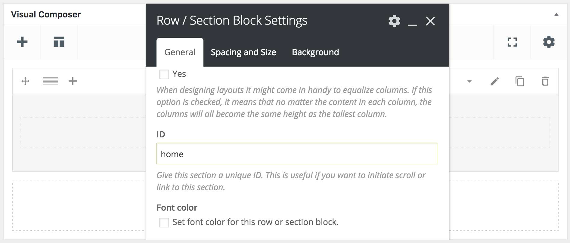 Create Section and Set ID