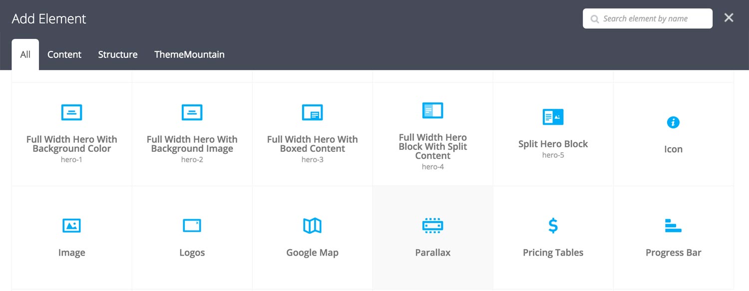 Parallax Section Settings