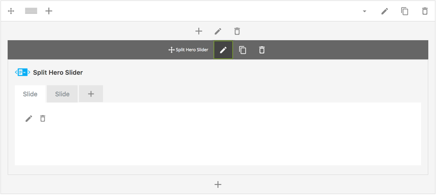 Split hero Slider Section Settings