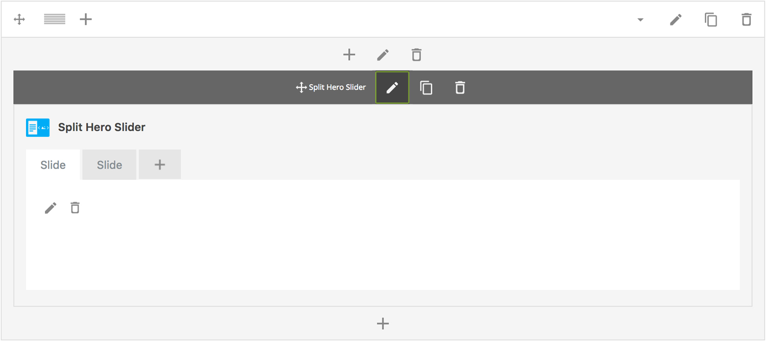 Split hero Slider Section Settings