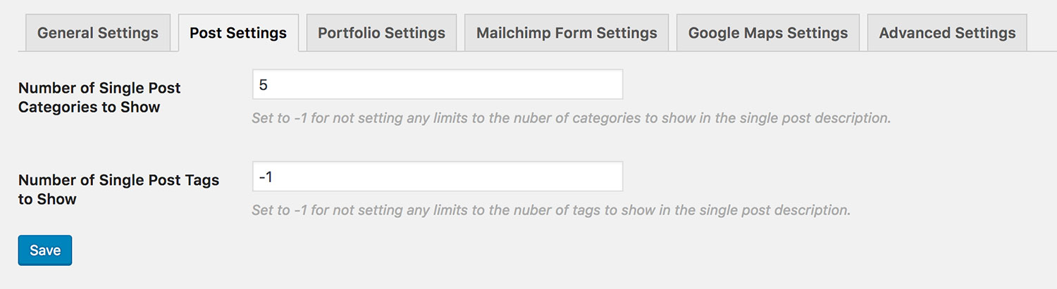 Theme Options Panel - Post Settings