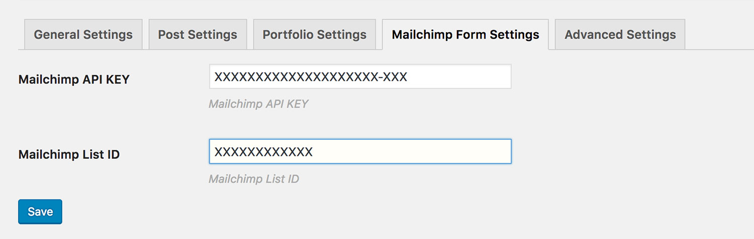 Theme Options Panel - Subscribe Settings