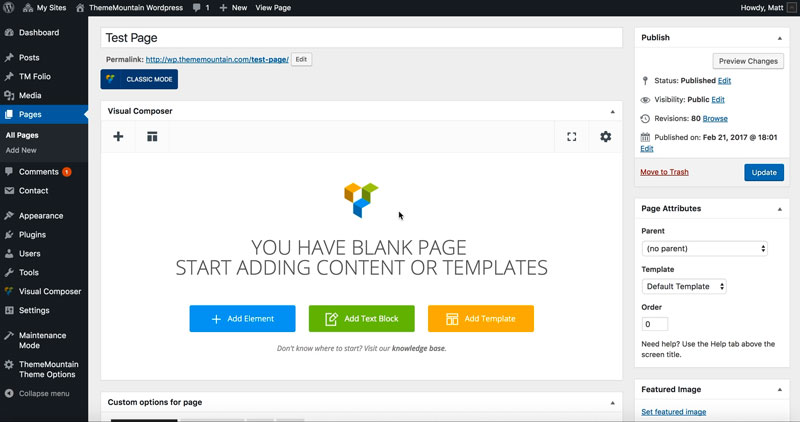 Custom page and post options for featured media