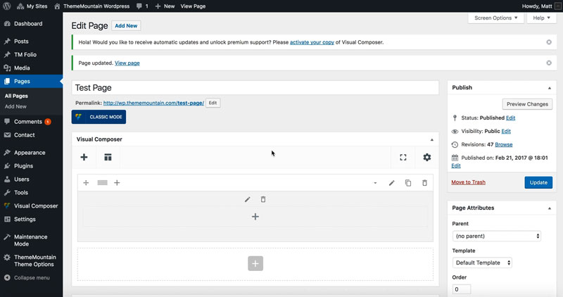 Setting up a parallax section